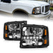 ANZO 2000-2004 Ford Excursion Crystal Headlights Black w/ LED 1pc ANZO