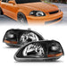 ANZO 1996-1998 Honda Civic Crystal Headlights Black ANZO