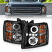 ANZO 2007-2013 Chevrolet Silverado 1500 Projector Headlights w/ Halo Black ANZO