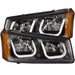 ANZO 2003-2006 Chevrolet Silverado 1500 Projector Headlights w/ U-Bar Black ANZO