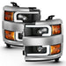 ANZO 2015-2016 Chevrolet Silverado Projector Headlights w/ Plank Style Design Black w/ Amber ANZO