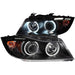 ANZO 2006-2008 BMW 3 Series E90-E91 Projector Headlights w/ Halo w/ LED Bar Black (CCFL) ANZO