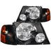 ANZO 2002-2005 Ford Explorer Crystal Headlights Black w/ Corner Lights 2pc ANZO