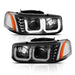 ANZO 1999-2006 Gmc Sierra 1500 Projector Headlights w/ U-Bar Black ANZO