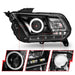 ANZO 2010-2014 Ford Mustang Projector Headlights w/ Halo Black (CCFL) ANZO