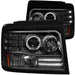 ANZO 1992-1996 Ford F-150 Projector Headlights w/ Halo Black w/ Side Markers and Parking Lights ANZO