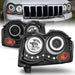 ANZO 2008-2010 Jeep Grand Cherokee Projector Headlights w/ Halo Black (CCFL) ANZO