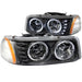 ANZO 1999-2006 Gmc Sierra 1500 Crystal Headlights w/ Halo and LED Black ANZO