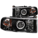 ANZO 1994-2001 Dodge Ram Projector Headlights w/ Halo Black ANZO