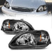 ANZO 1999-2000 Honda Civic Crystal Headlights Black ANZO