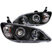 ANZO 2004-2005 Honda Civic Projector Headlights w/ Halo Black ANZO