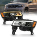 ANZO 2017-2018 Jeep Grand Cherokee Projector Headlights w/ Plank Style Switchback - Black w/ Amber