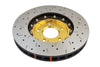 DBA 03-05 Evo 8/9 Front Drilled & Slotted 5000 Series 2 Piece Rotor Assembled w/ Gold Hat DBA