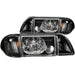 ANZO 1987-1993 Ford Mustang Crystal Headlights Black w/ Corner Lights 3pc ANZO