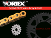 Sprocket/Chain Kit Stl/Alu 16/45t Blk Sx3 525 110l Gld VORTEX