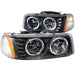 ANZO 1999-2006 Gmc Sierra 1500 Crystal Headlights w/ Halo and LED Black ANZO