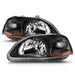 ANZO 1996-1998 Honda Civic Crystal Headlights Black ANZO