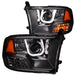 ANZO 2009-2016 Dodge Ram 1500 Projector Headlights w/ U-Bar Black ANZO