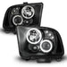 ANZO 2005-2009 Ford Mustang Projector Headlights w/ Halo Black ANZO